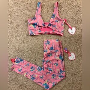 Love Shack Fancy X Beach Riot Floral Pink Women's Workout Set